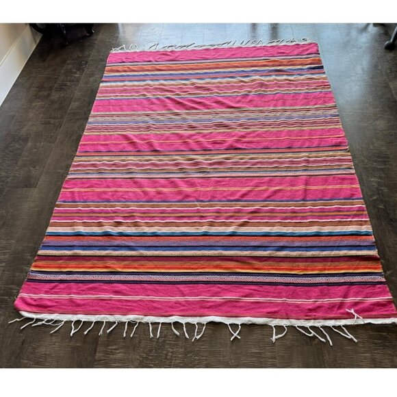 Mexican Serape Picnic Blanket Table Runner Table Cloth Multi Color Size 79x54 - Picture 1 of 7